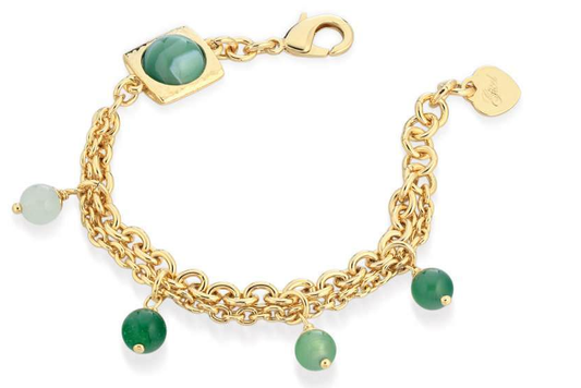 Gisel – Bracciale a catene con dettagli verde