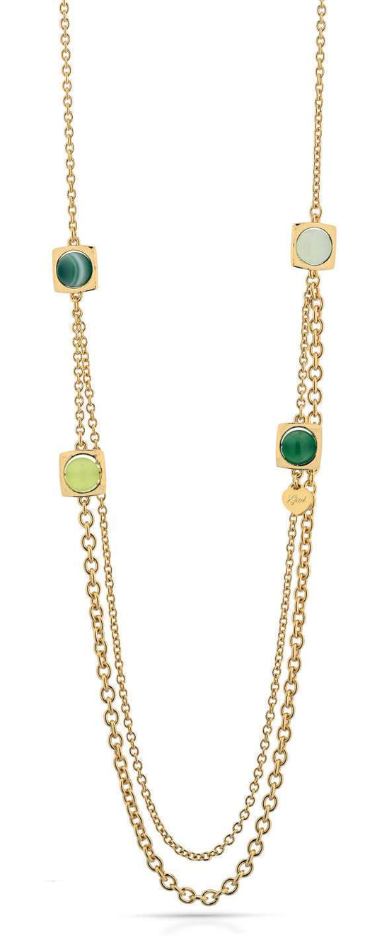 Gisel – Collana a catene con elementi verdi