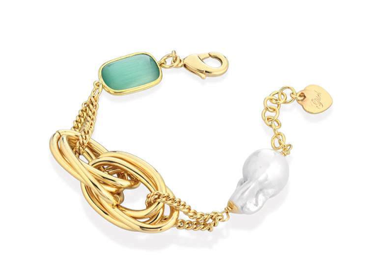 Gisel – Bracciale a catene con dettagli acquamarina