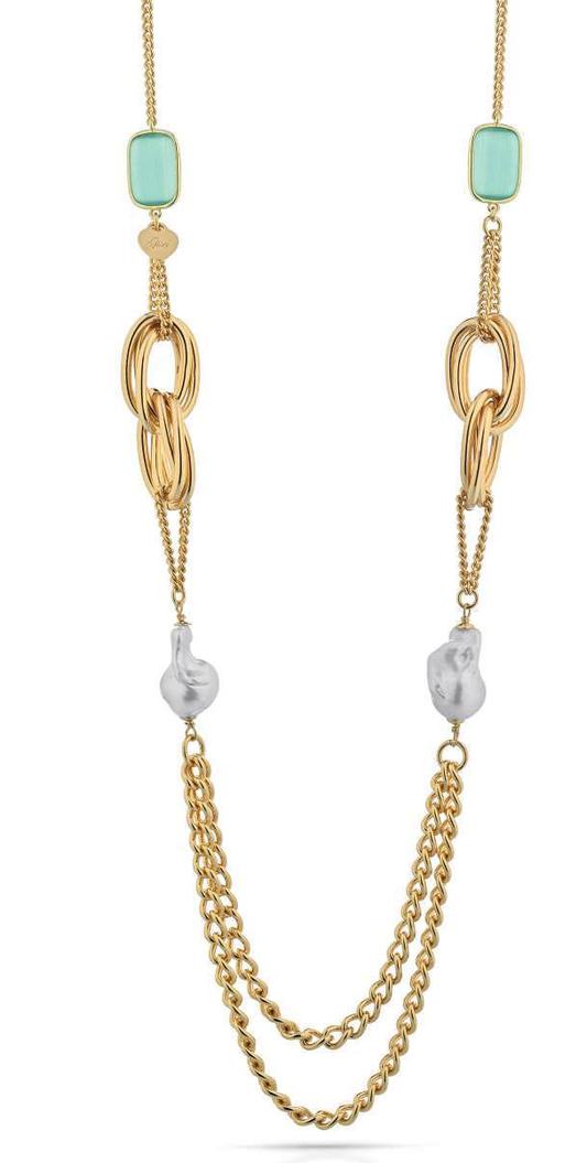 Gisel – Collana a catene con dettagli acquamarina