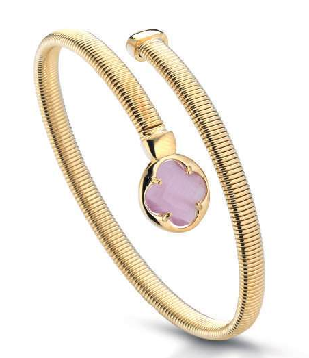 Gisel – Bracciale aperto con quadrifoglio lilla