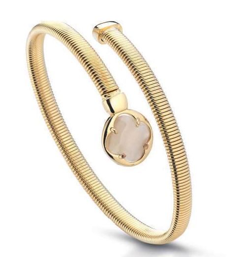Gisel – Bracciale aperto con quadrifoglio bianco