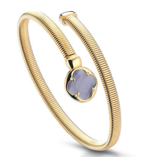 Gisel – Bracciale aperto con quadrifoglio blu