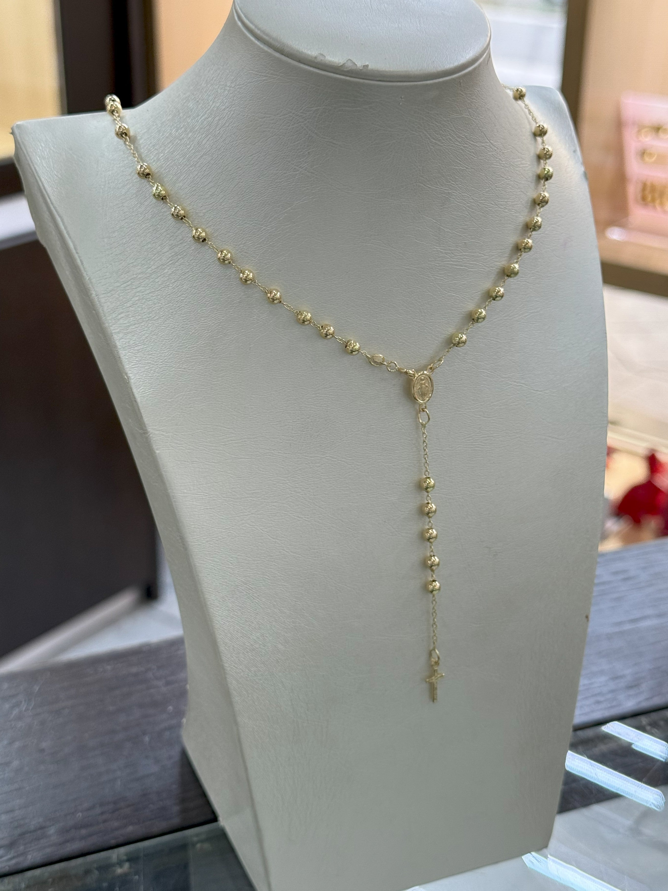 Collana Rosario In Oro 18Kt Con Crocifisso e Madonnina