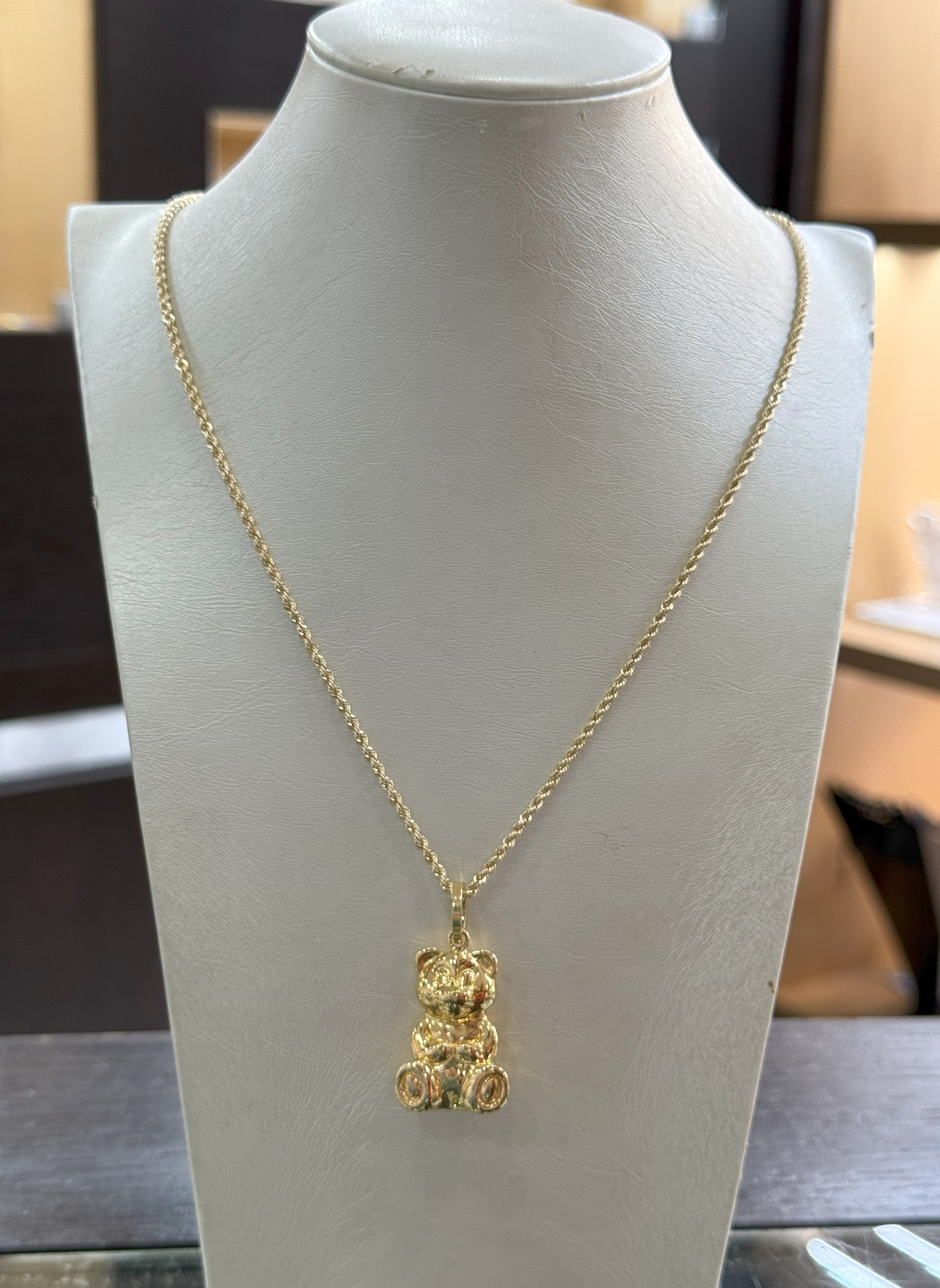 Collana Funetta e Ciondolo Orsacchiotto in Oro 18Kt