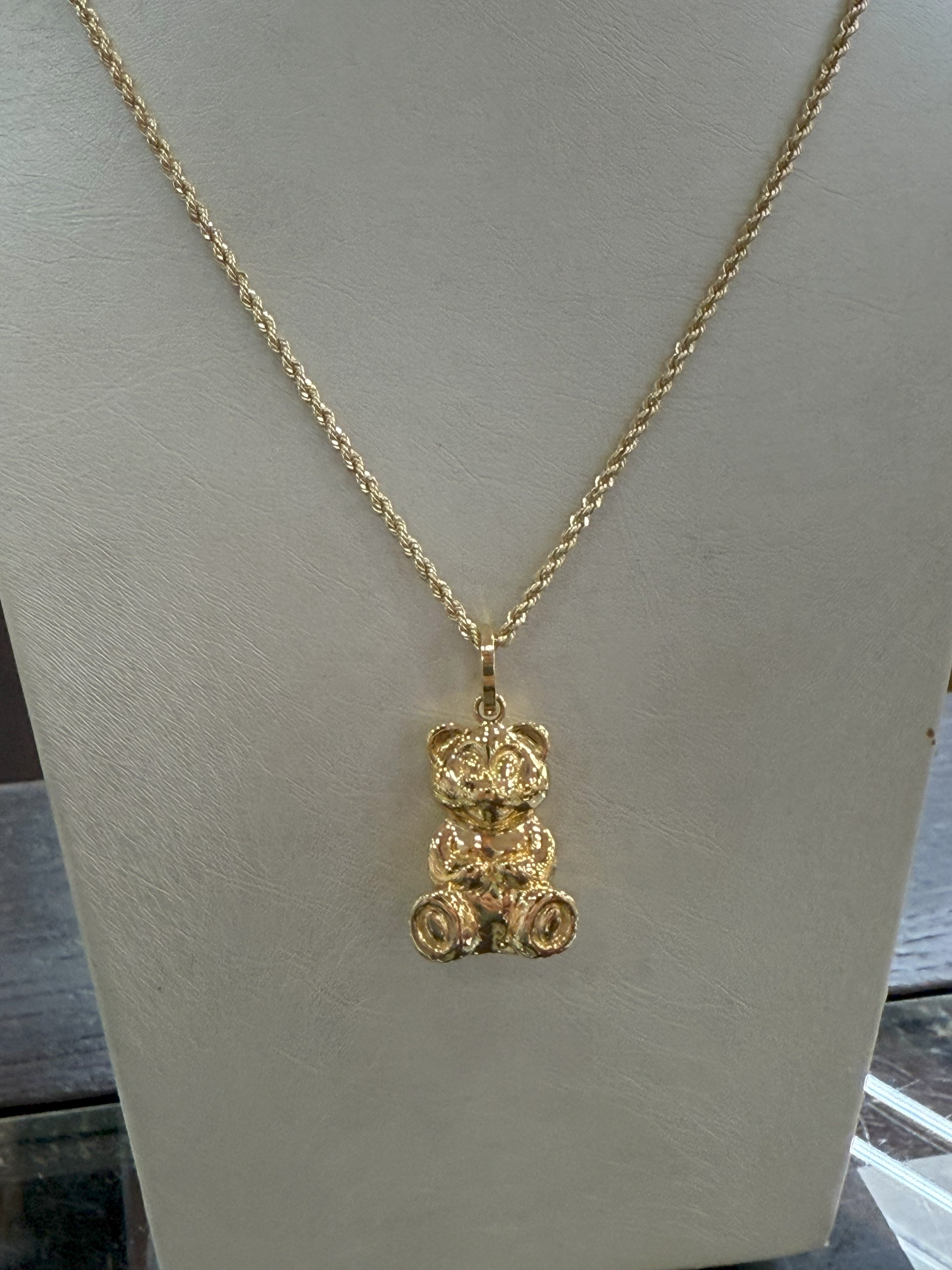 Collana Funetta e Ciondolo Orsacchiotto in Oro 18Kt