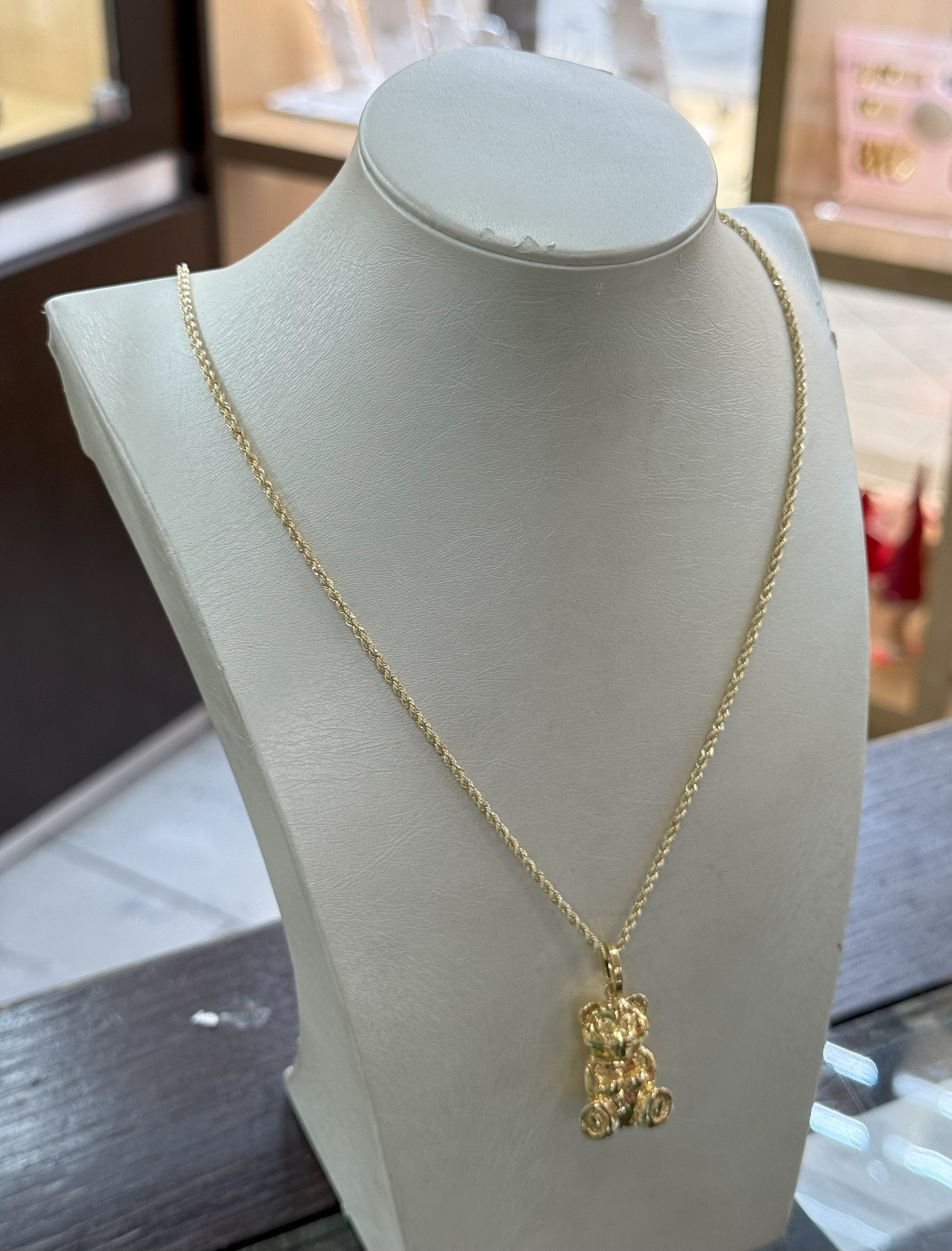 Collana Funetta e Ciondolo Orsacchiotto in Oro 18Kt