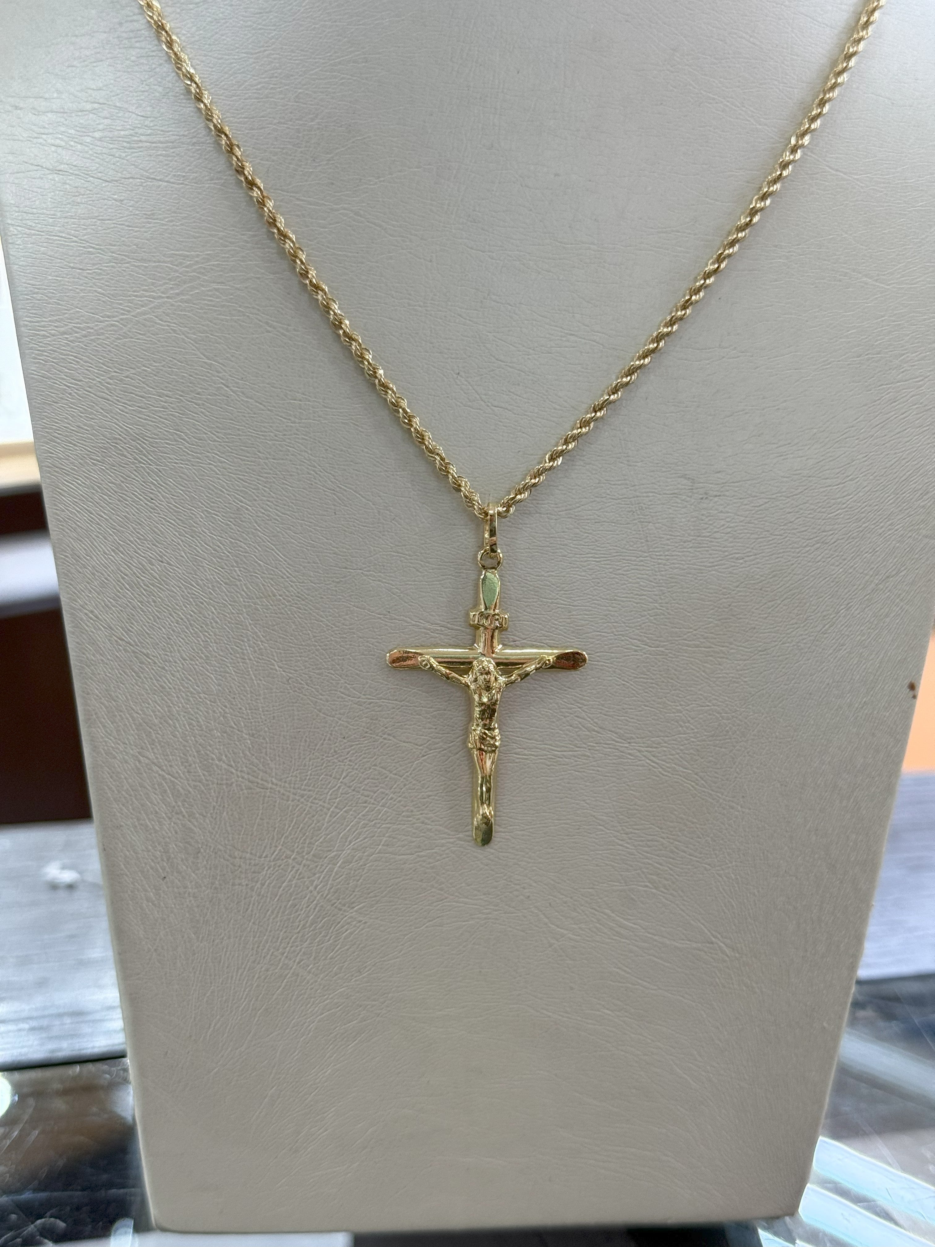 Collana Funetta Con Ciondolo Crocifisso in Oro 18Kt