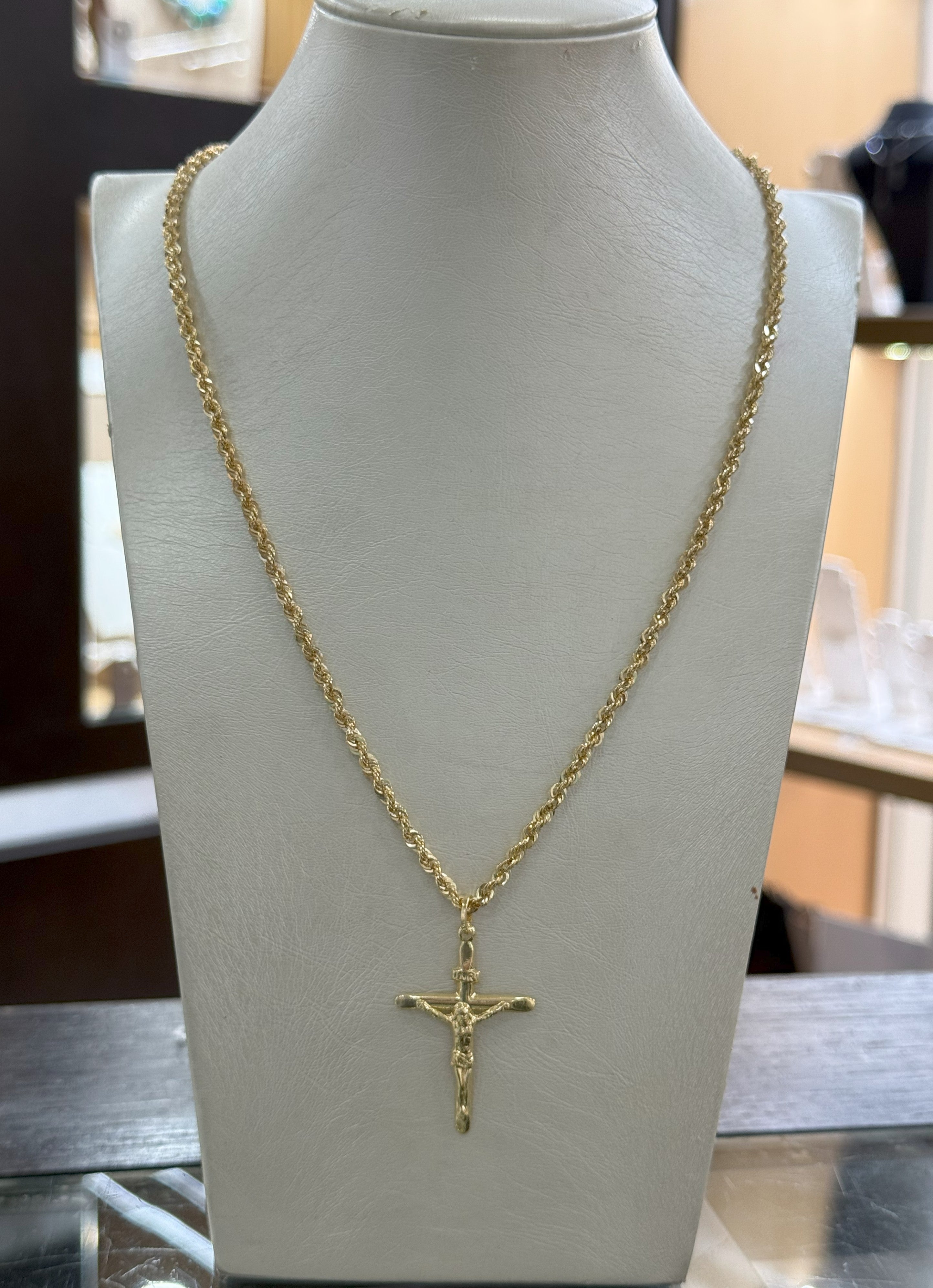Collana Funetta Con Ciondolo Crocifisso in Oro 18Kt