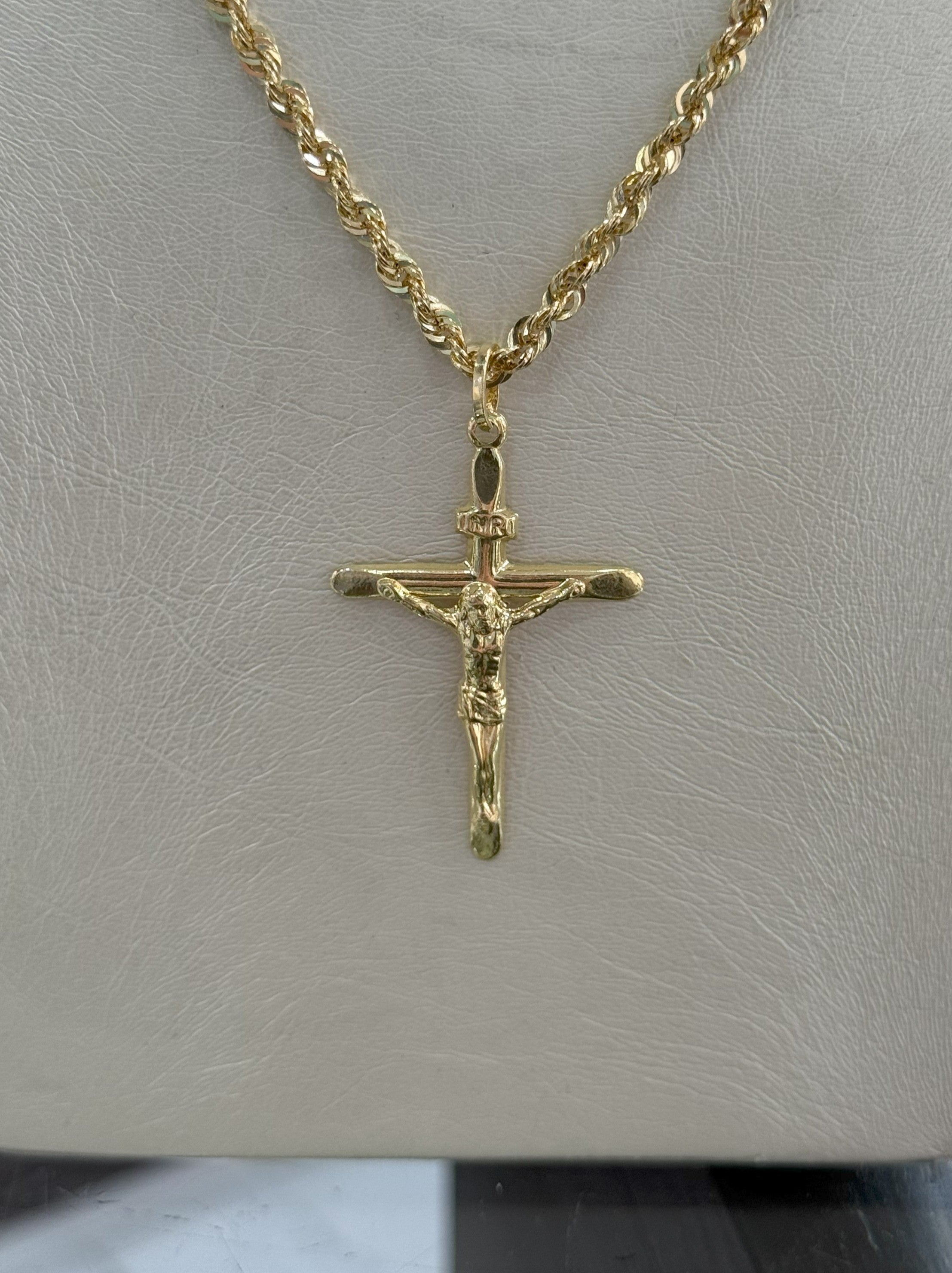 Collana Funetta Con Ciondolo Crocifisso in Oro 18Kt