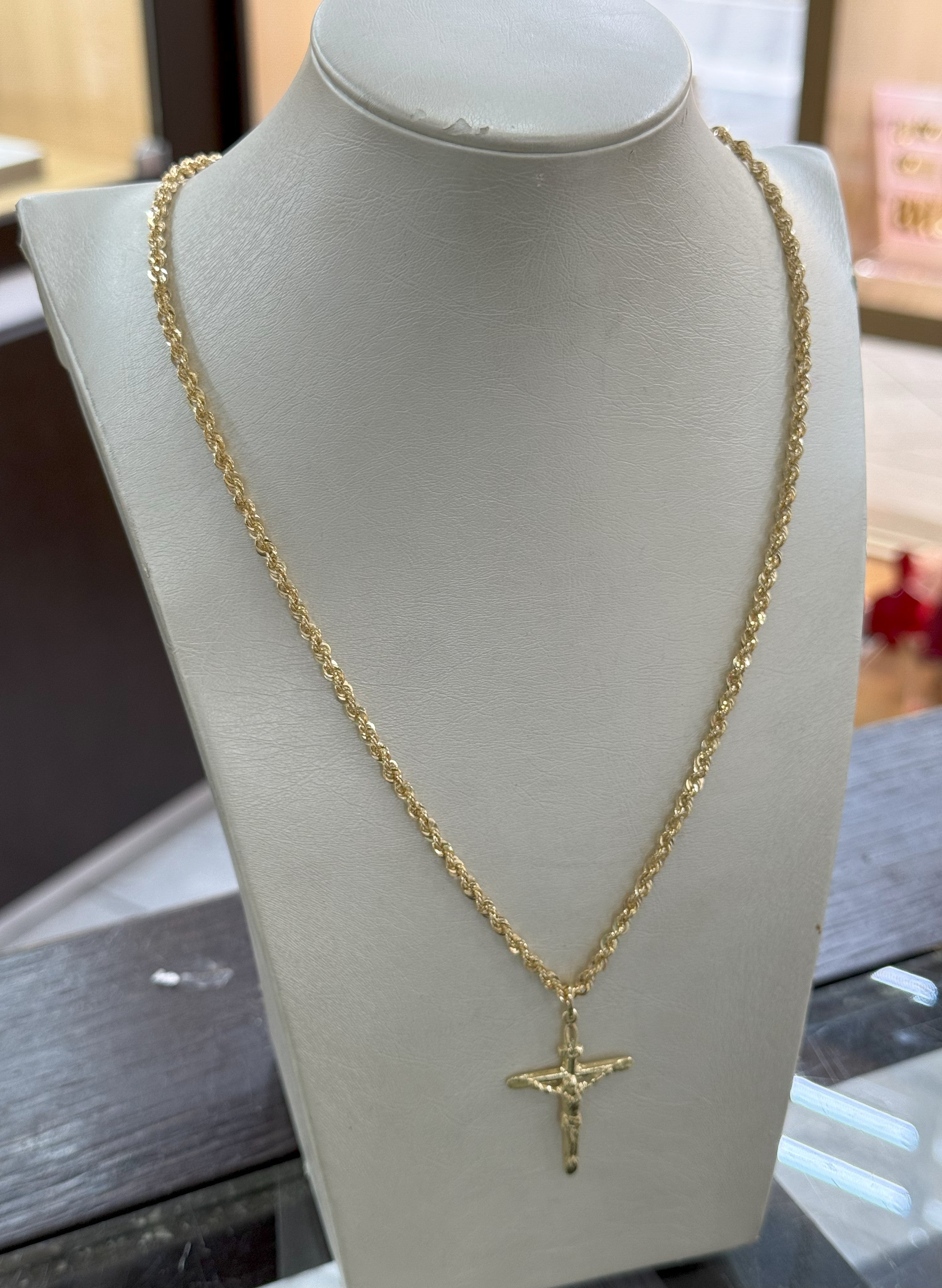 Collana Funetta Con Ciondolo Crocifisso in Oro 18Kt