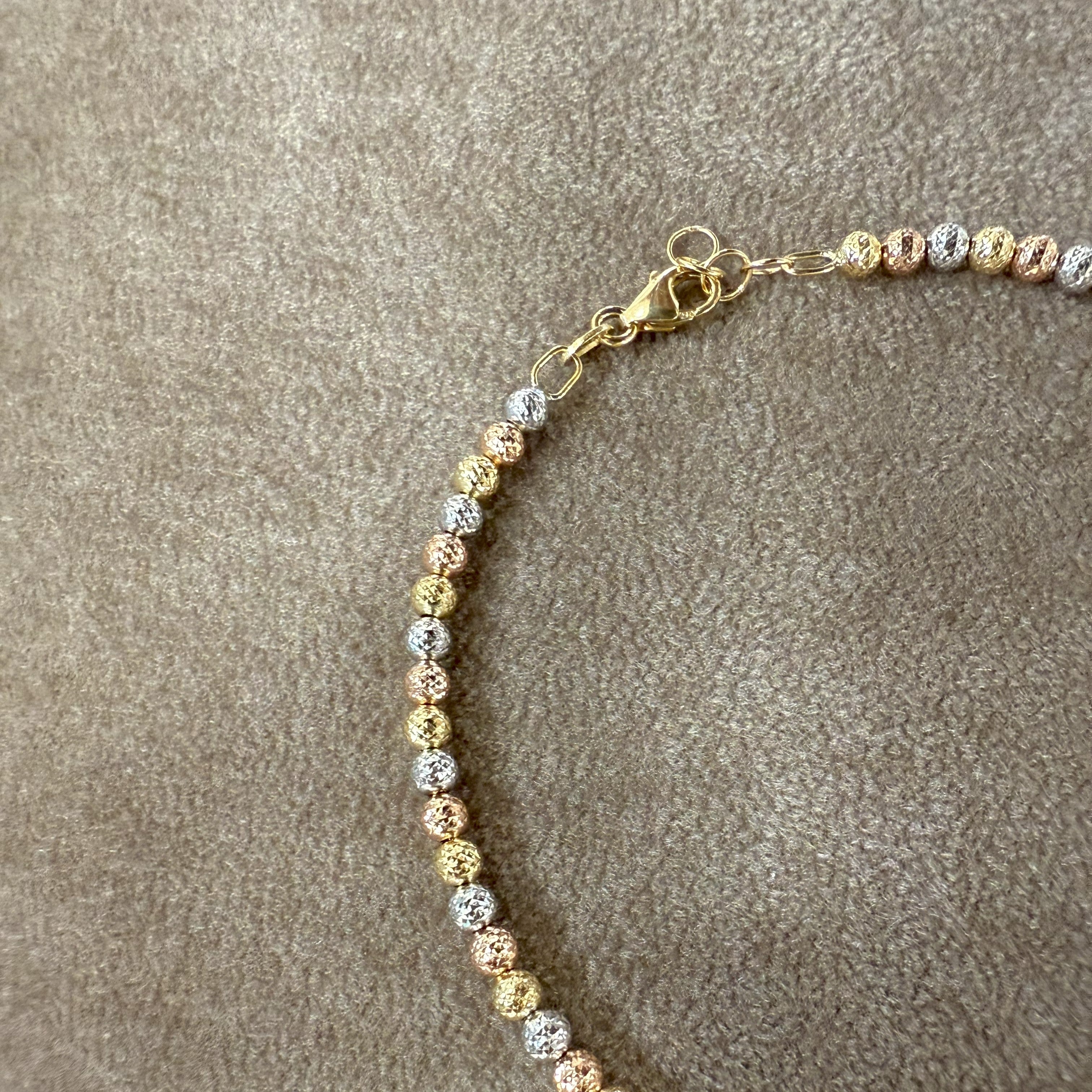 Bracciale in Oro Giallo Bianco Rosa 18 Kt Con Sferette Martellate