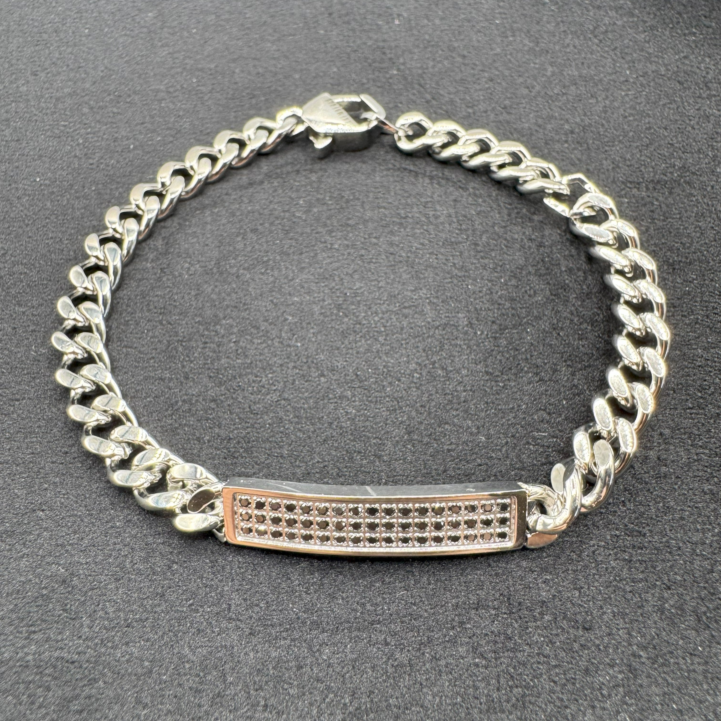 Bracciale Bikkembergs In Acciaio e Diamanti Neri 0,52 Ct