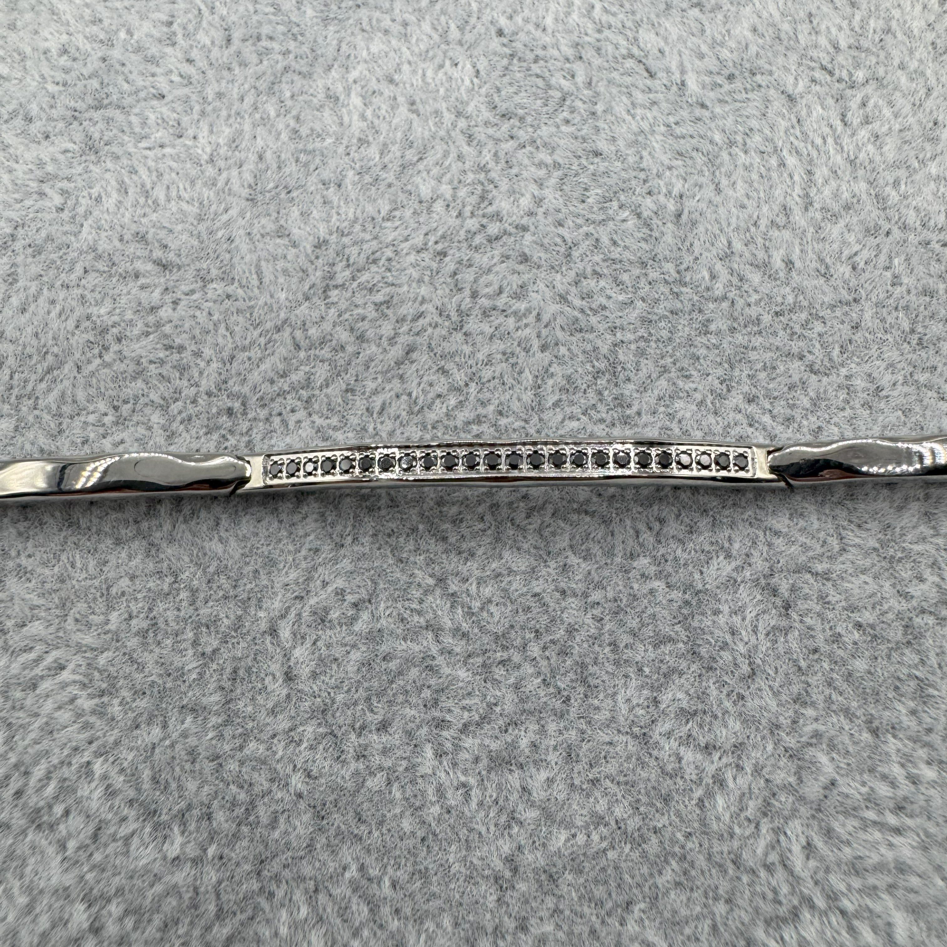 Bracciale Bikkembergs In Acciaio e Diamanti Neri 0,24 Ct