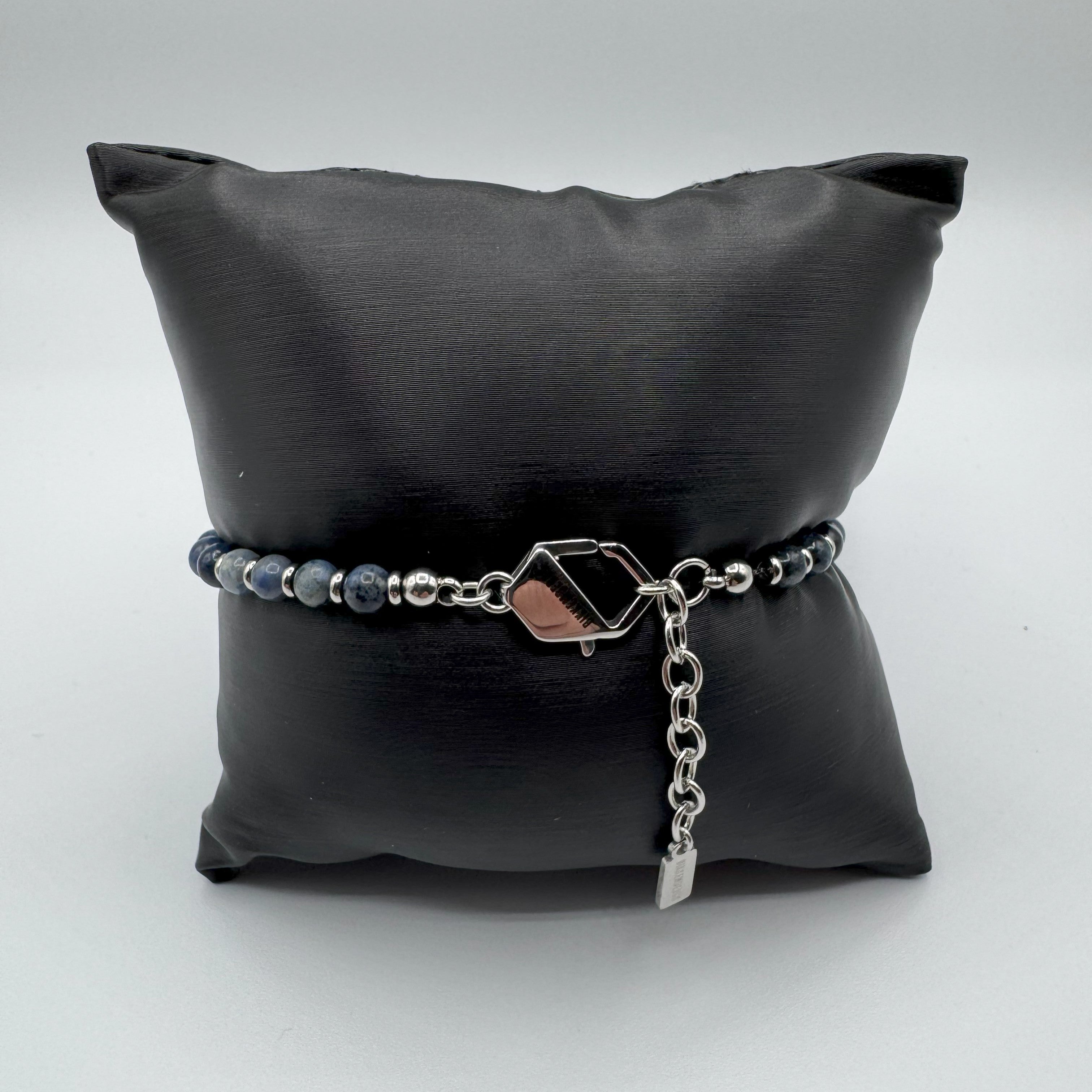 Bracciale Bikkembergs Perline In Acciao Con Diamante Nero Da 0,01Ct