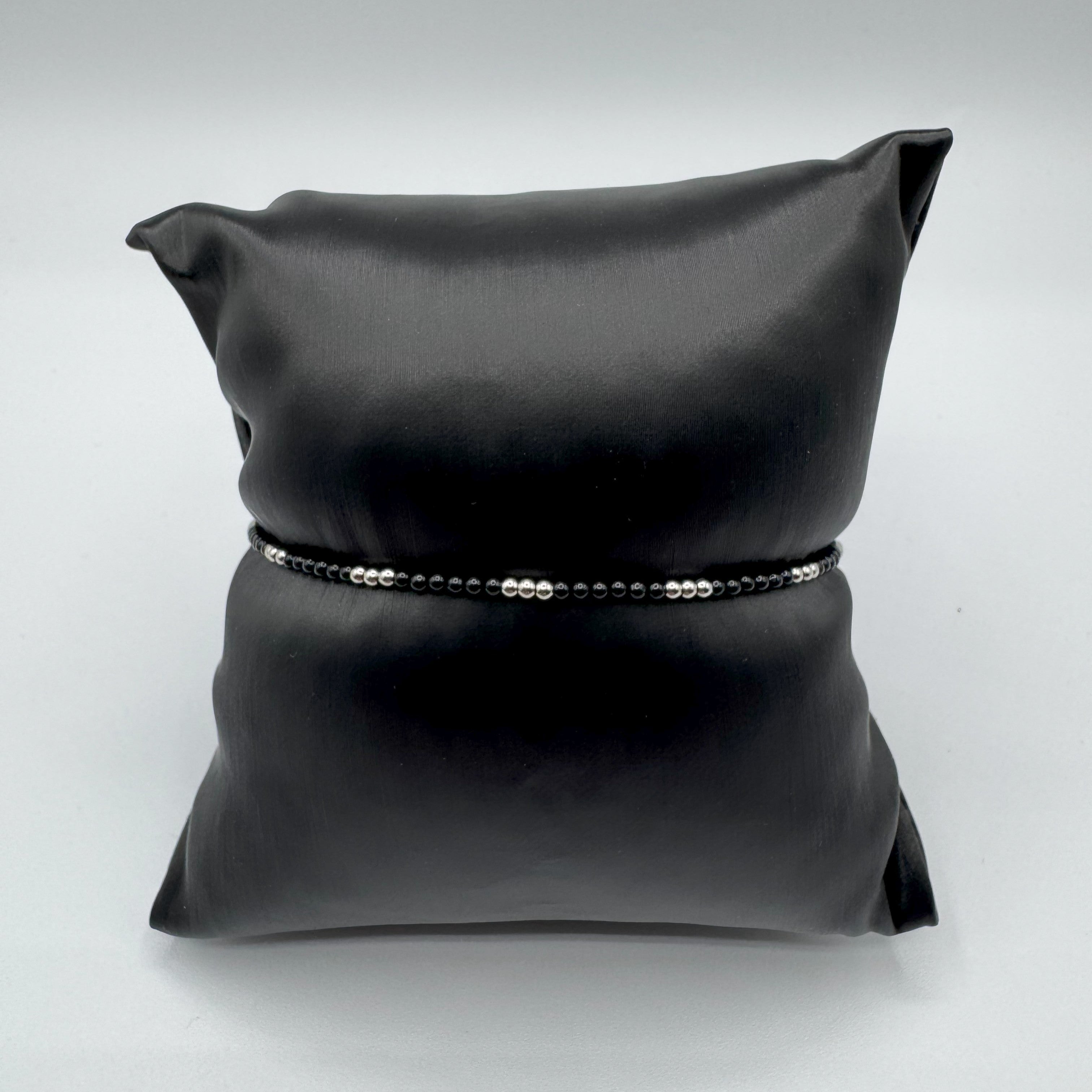 Bracciale Bikkembergs Perline In Acciao Con Diamante Nero Da 0,01Ct