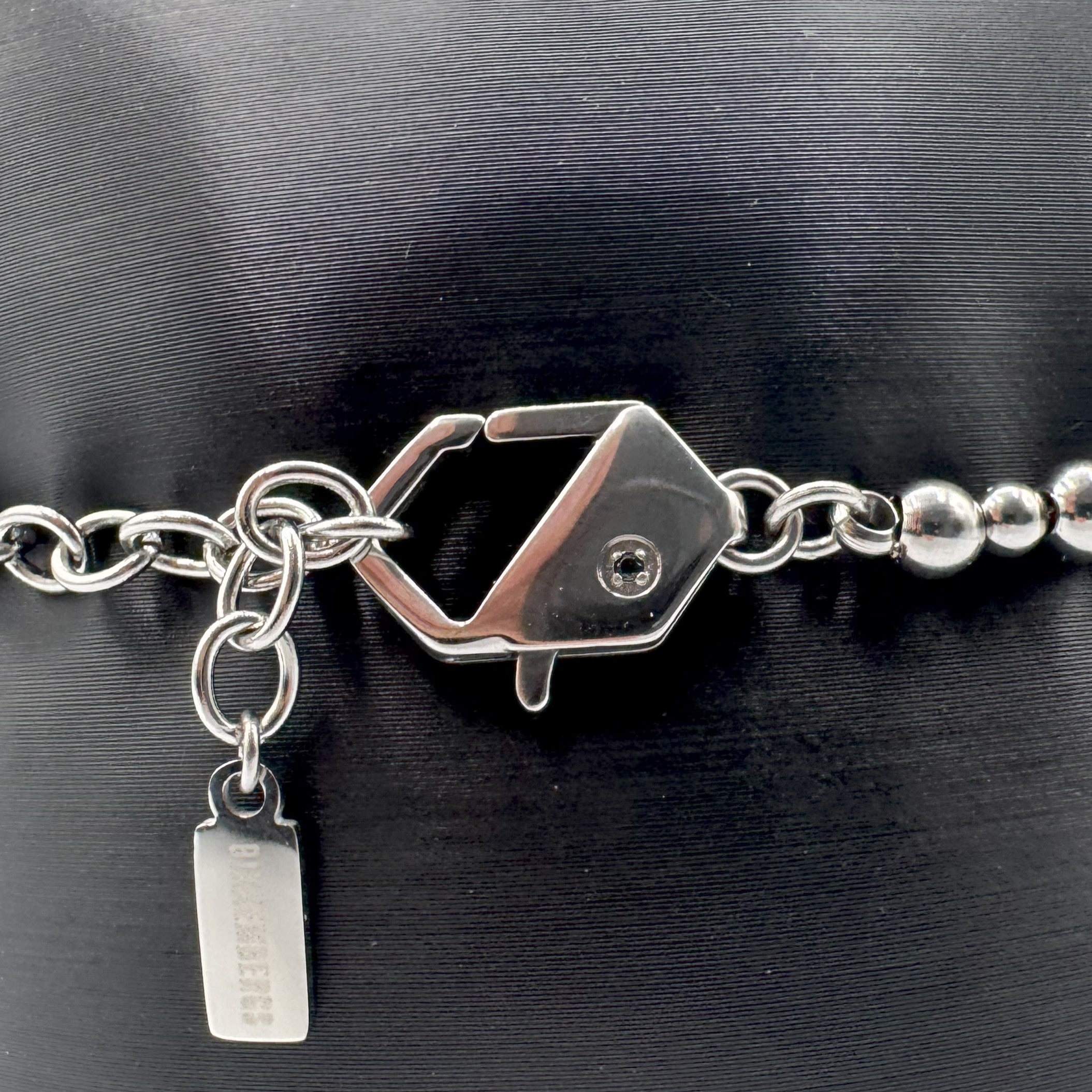 Bracciale Bikkembergs Perline In Acciao Con Diamante Nero Da 0,01Ct
