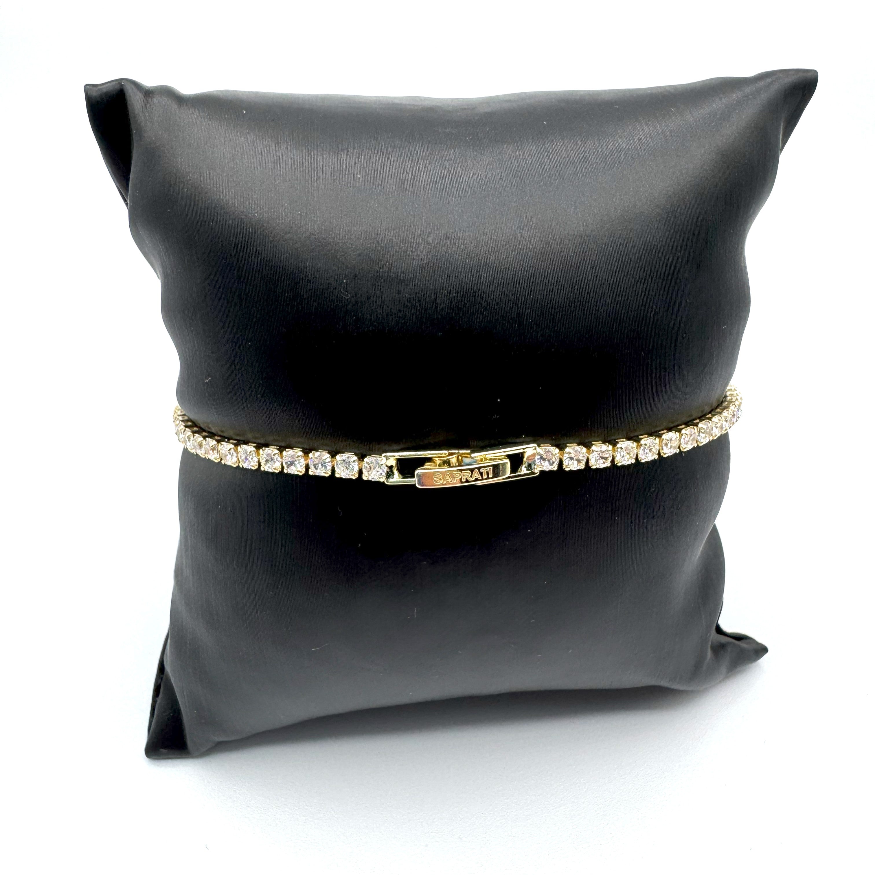 Bracciale In Acciaio Dorato Tennis Zirconato Art.AM087