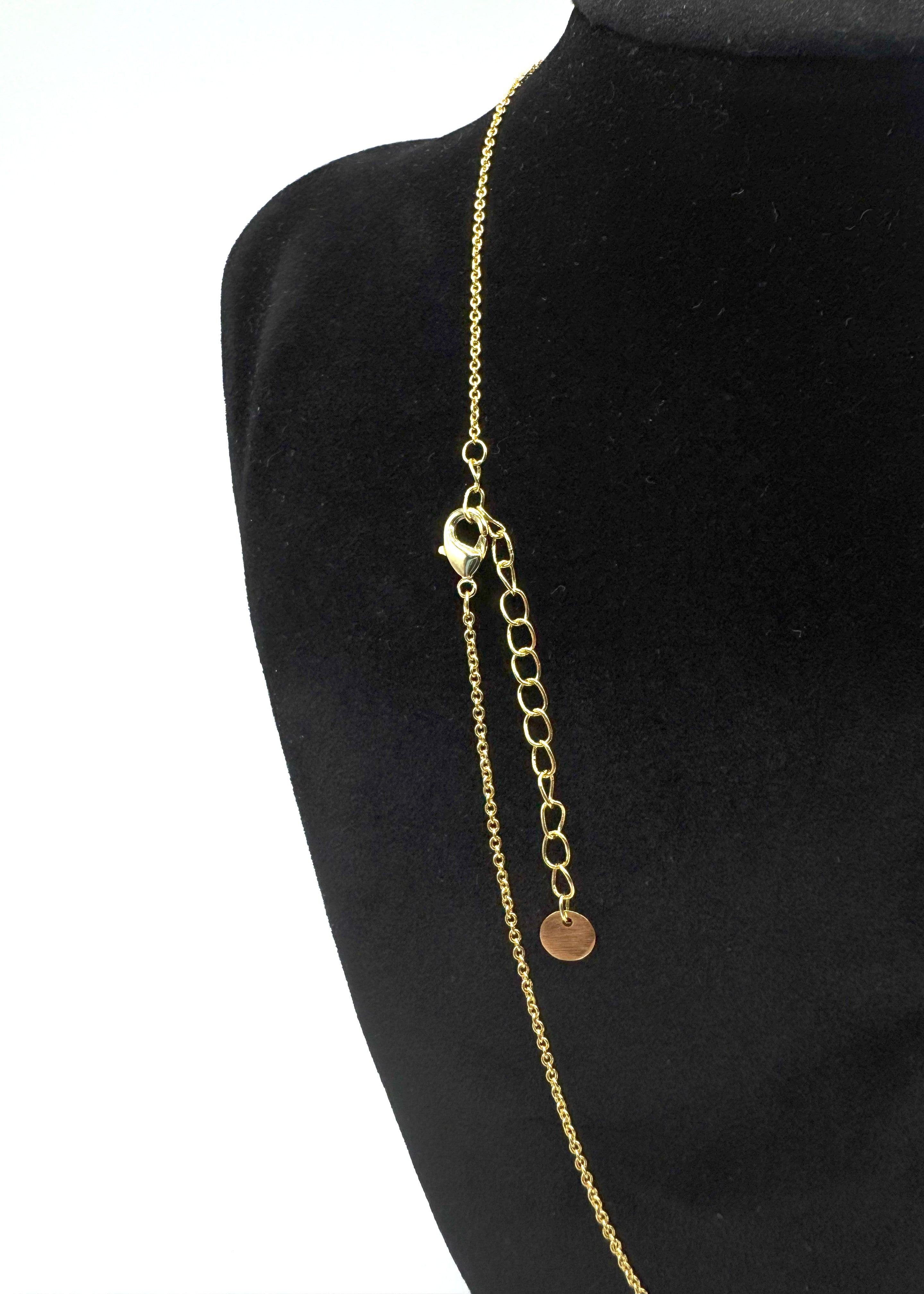 Collana In Acciaio Dorato Con Zirconi Pendenti Art.AM014G