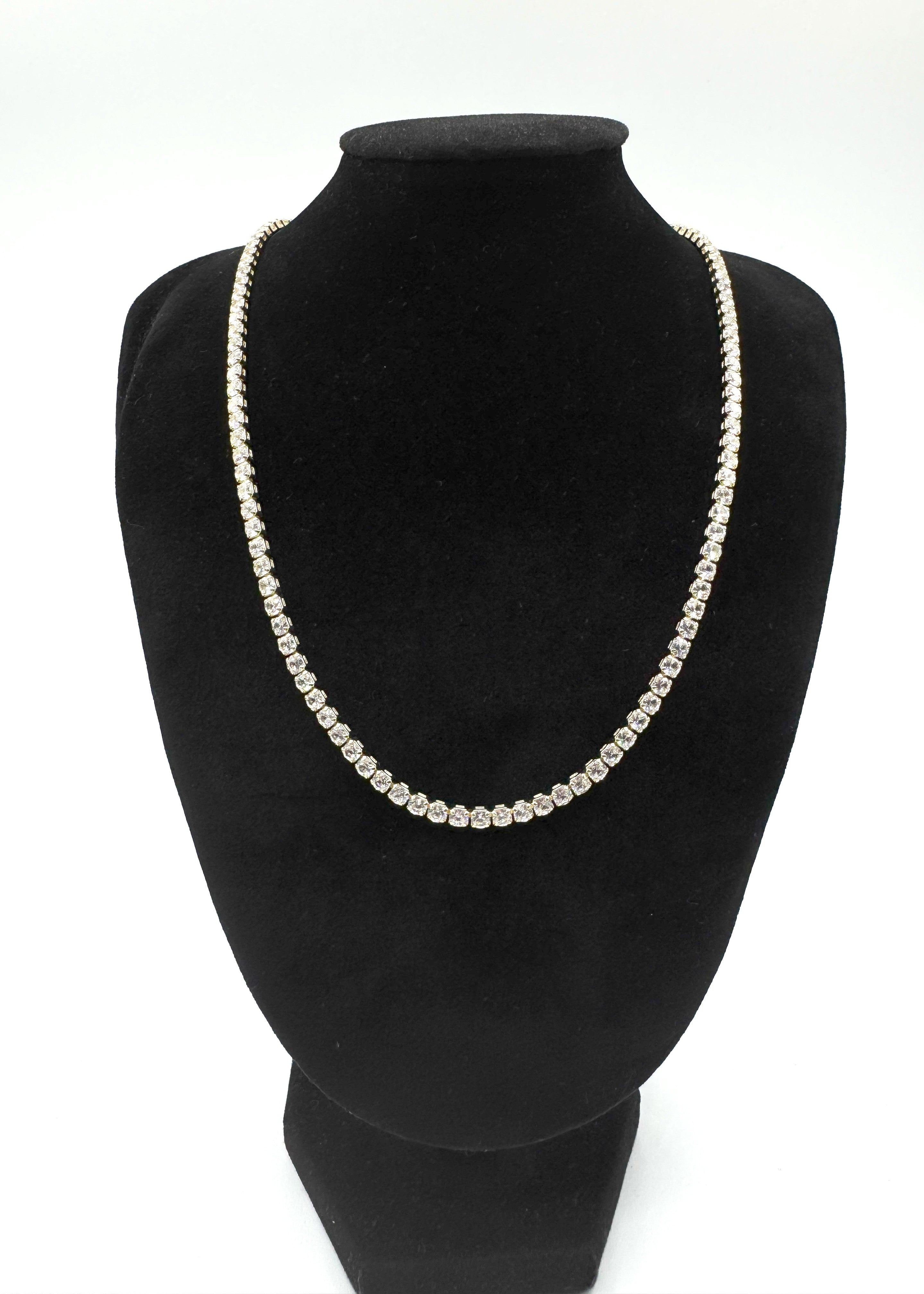Collana Tennis In Acciaio Dorato Con Zirconi Art.AM341G