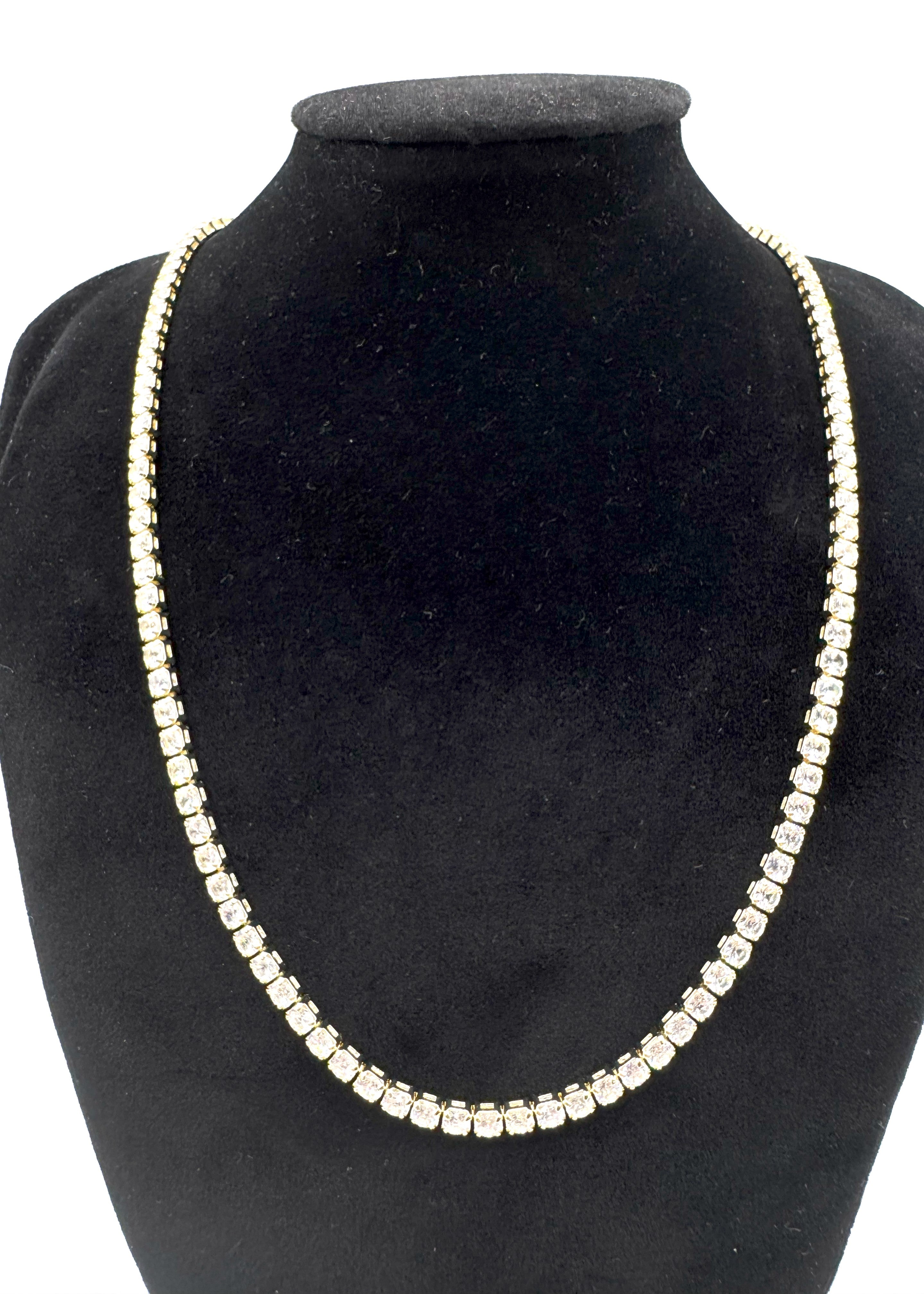 Collana Tennis In Acciaio Dorato Con Zirconi Art.AM341G