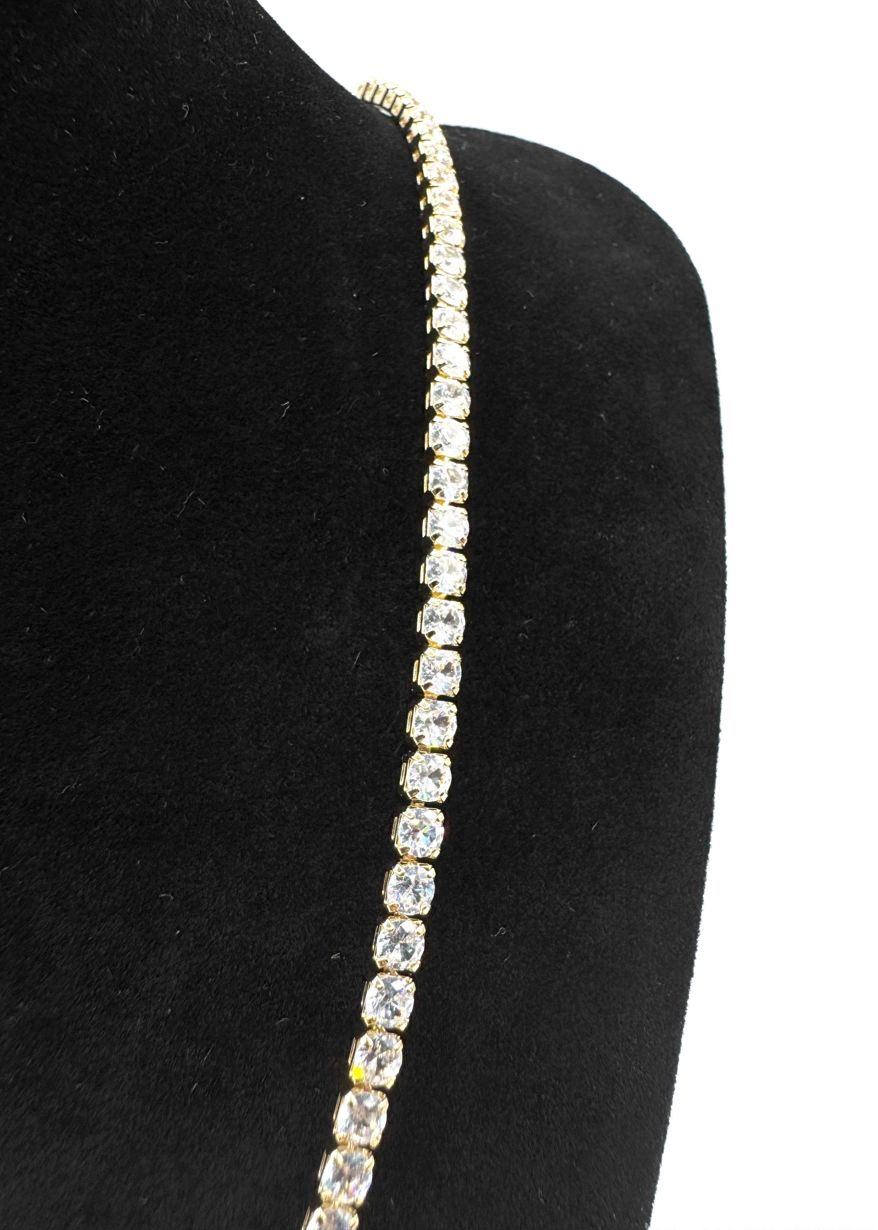 Collana Tennis In Acciaio Dorato Con Zirconi Art.AM341G