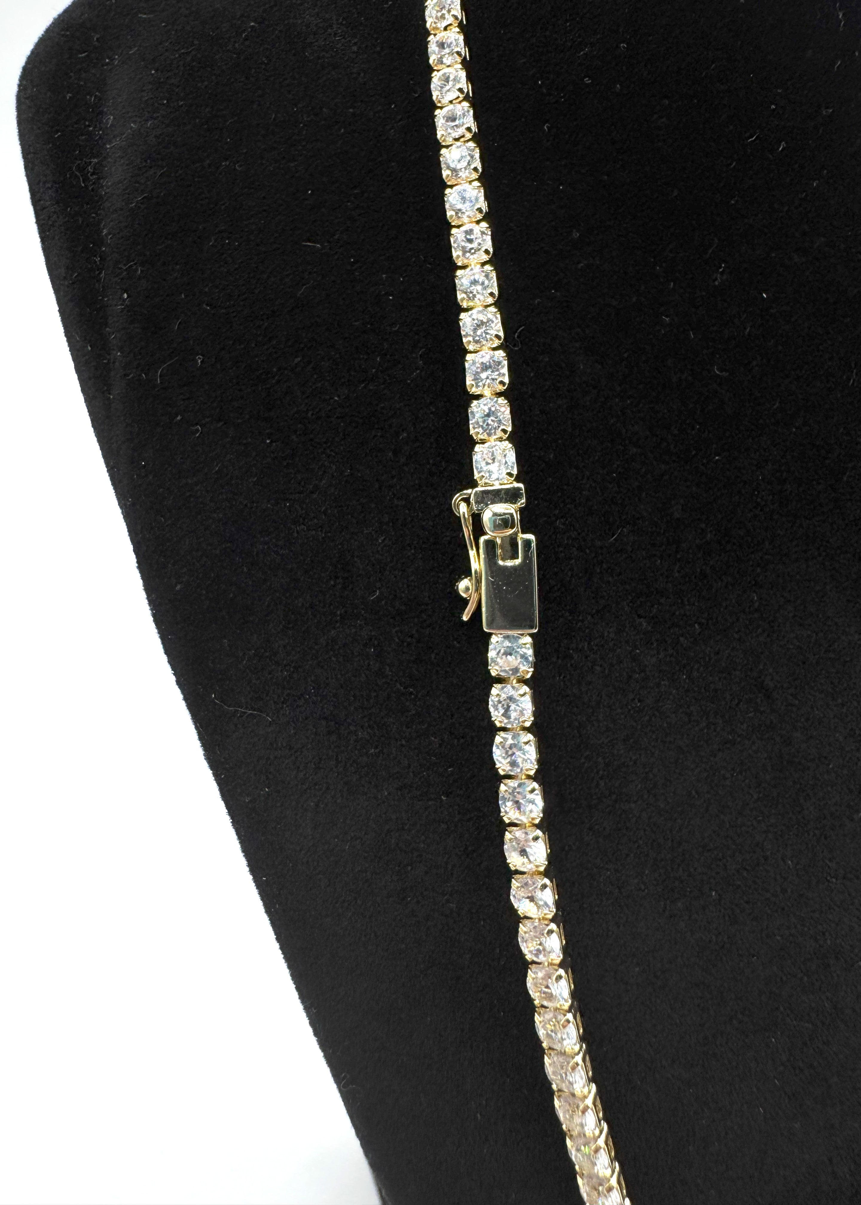 Collana Tennis In Acciaio Dorato Con Zirconi Art.AM341G