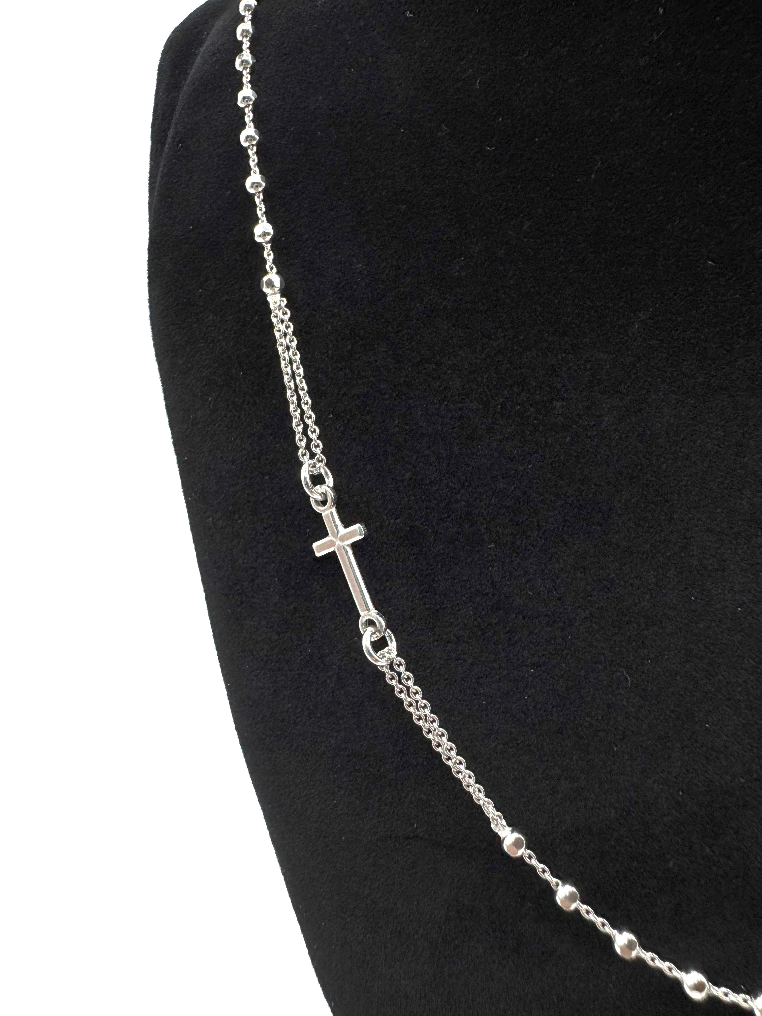 Collana Rosario In Argento 925 Con Crocifisso e Madonnina