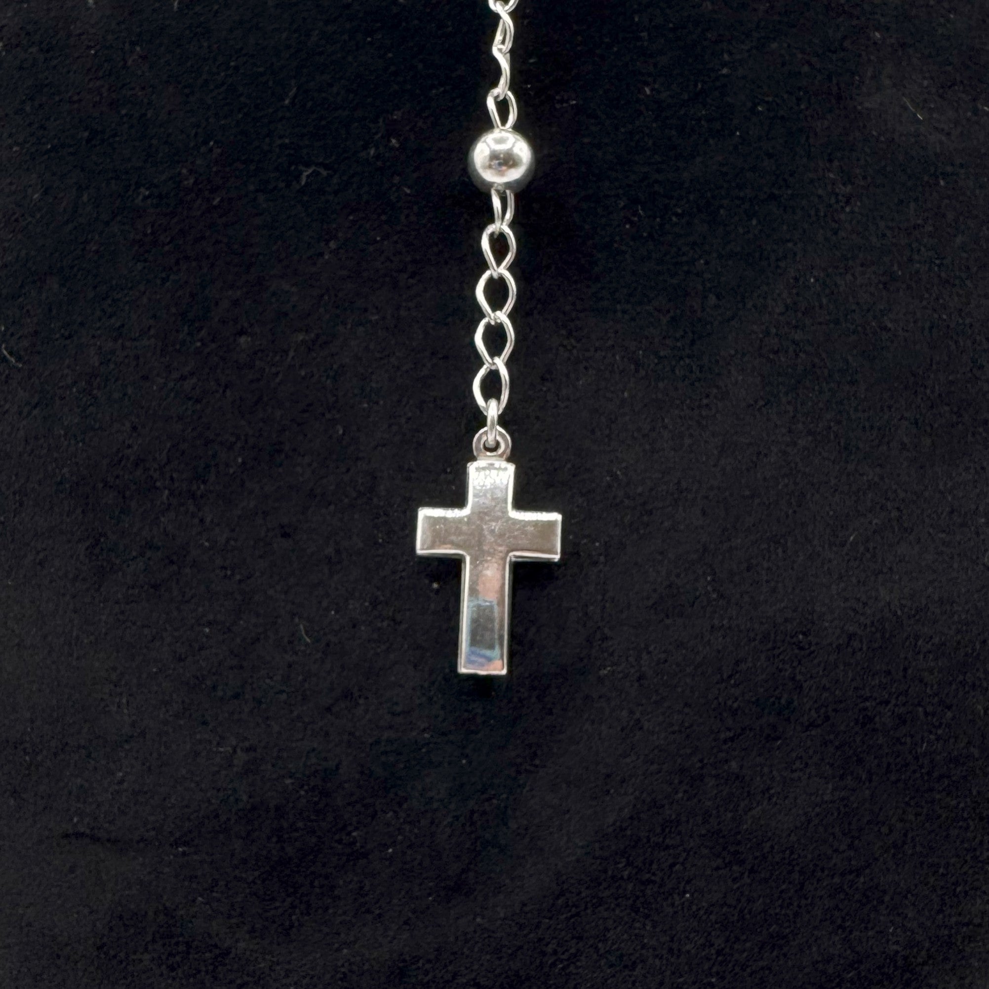 Collana Rosario In Argento 925 Con Crocifisso e Madonnina