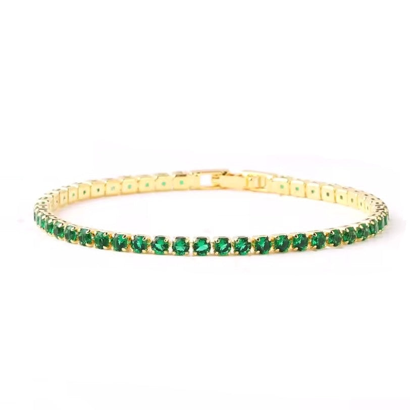 Bracciale Tennis in Oro 18 Kt Con Zirconi Verdi