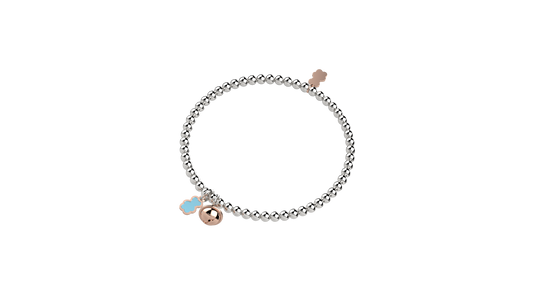 Bracciale Nanàn Bijou NAN0246 a sfere con campanella e orsetto turchese
