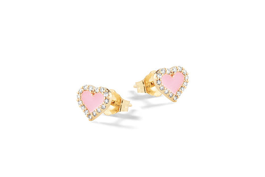 Orecchini Nanàn NAN0476 a cuore rosa con bordo di dettagli chiari