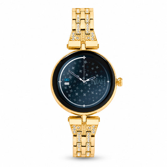 Smartwatch Techmade Niah Lyra NH-LYRA-M2GD, color oro, vista di cassa e cinturino