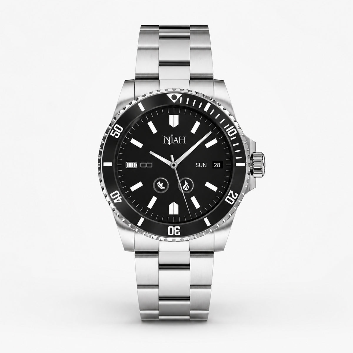 Smartwatch Techmade Niah Neptune NH-NEPTUNE-BK, nero, vista di cassa e cinturino