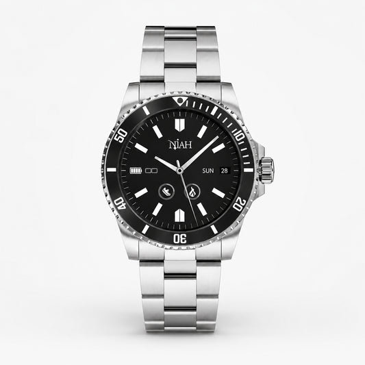 Smartwatch Techmade Niah Neptune NH-NEPTUNE-BK, nero, vista di cassa e cinturino