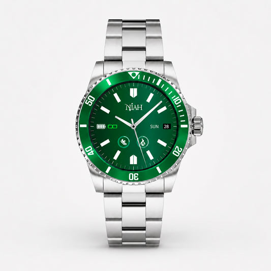 Smartwatch Techmade Niah Neptune NH-NEPTUNE-GR, verde, vista di cassa e cinturino