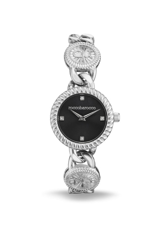 Orologio Roccobarocco Victorian RB.5045L-02M, color argento / nero