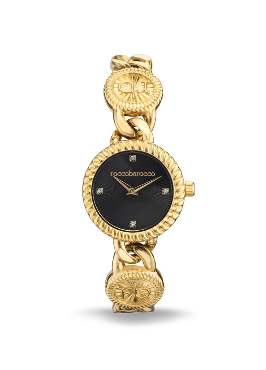 Orologio Roccobarocco Victorian RB.5045L-05M, color oro / nero