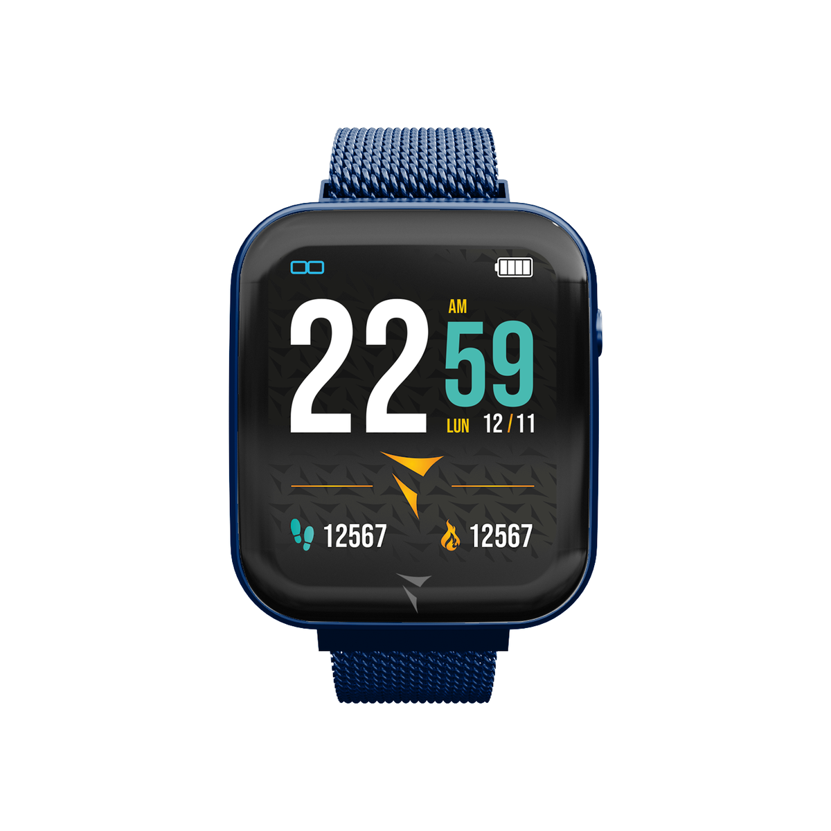Smartwatch Techmade Talk TM-TALK-MBL, blu, vista di cassa e cinturino
