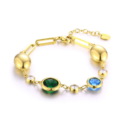Aurea – Bracciale a catena con cristalli colorati – Verde e turchese