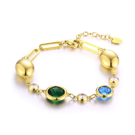 Aurea – Bracciale a catena con cristalli colorati – Verde e turchese