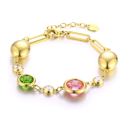 Aurea – Bracciale a catena con cristalli colorati – Rosa e verde