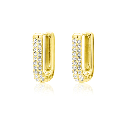 Elite – Orecchini geometrici con cristalli – Rettangolo 12 × 16 mm
