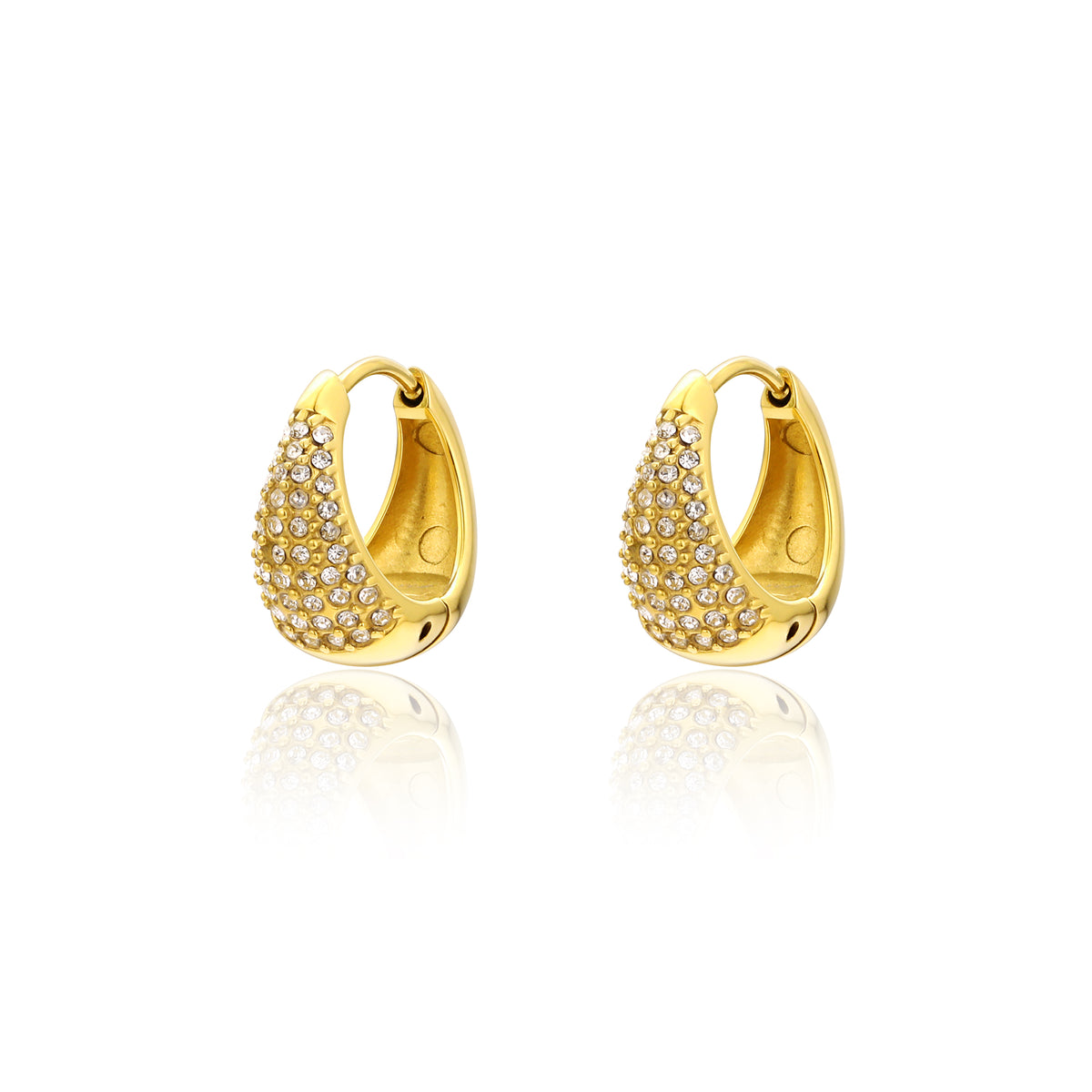 Elite – Orecchini geometrici con cristalli – Goccia 15 × 7 mm
