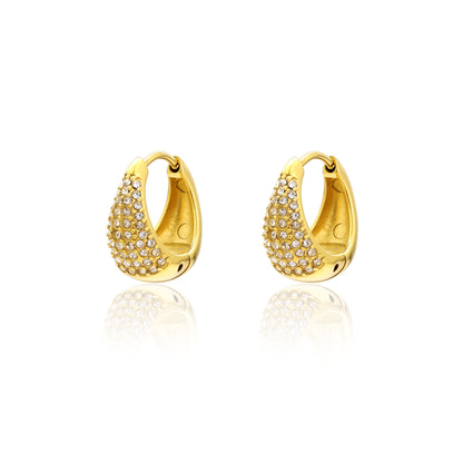 Elite – Orecchini geometrici con cristalli – Goccia 15 × 7 mm