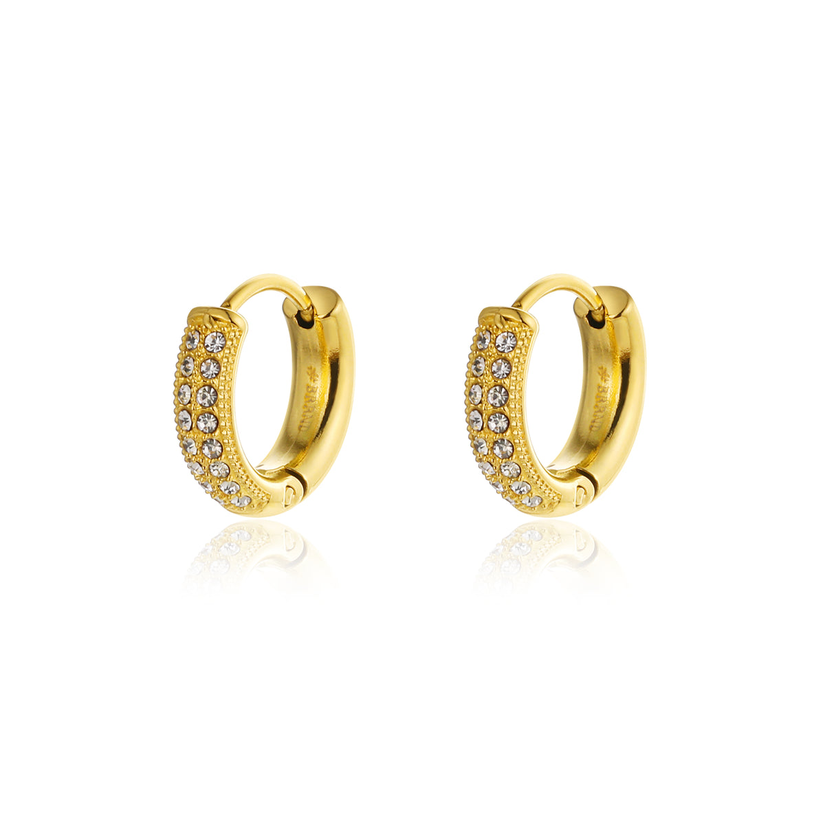 Elite – Orecchini a cerchio con cristalli – Cerchio, 3 cristalli 14 × 2,5 mm