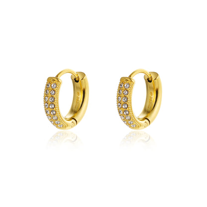 Elite – Orecchini a cerchio con cristalli – Cerchio, 3 cristalli 14 × 2,5 mm