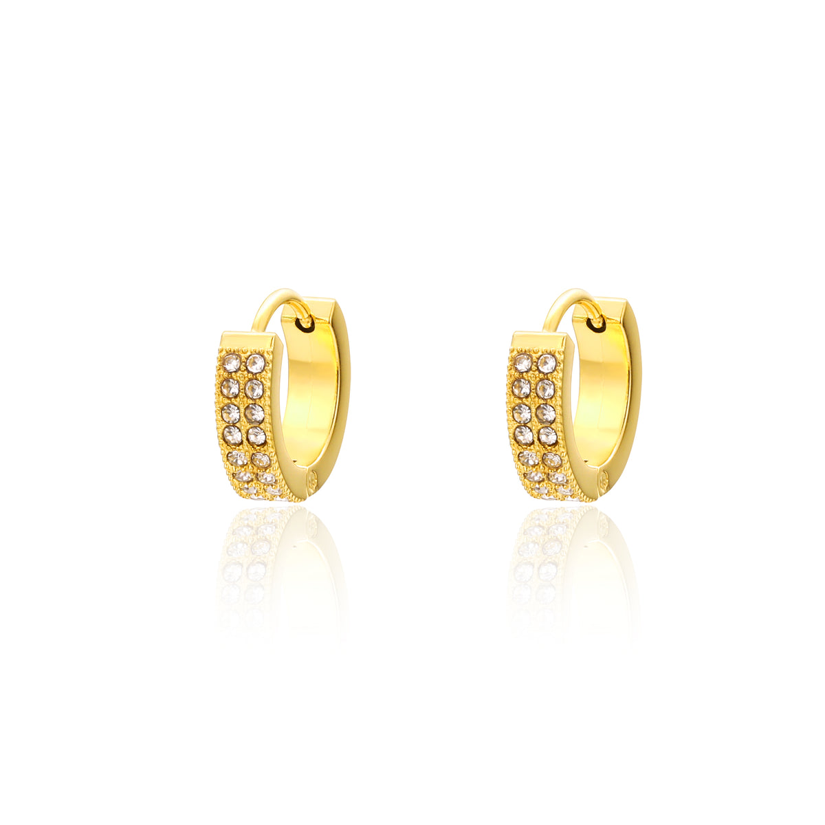 Elite – Orecchini geometrici con cristalli – Quadrato, 2 cristalli 13 × 3 mm