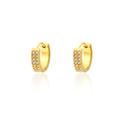 Elite – Orecchini geometrici con cristalli – Quadrato, 2 cristalli 13 × 3 mm