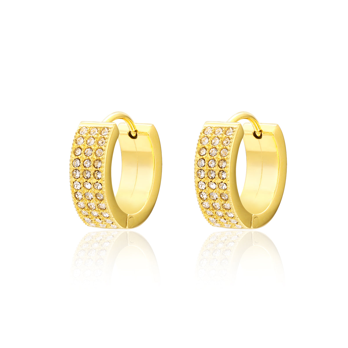 Elite – Orecchini geometrici con cristalli – Quadrato, 3 cristalli 15 × 5 mm